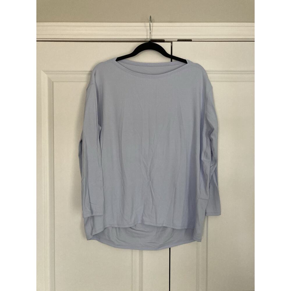 Lululemon Back In Action Shirt Womens 8 Light Purple Long Sleeve Pima Cotton